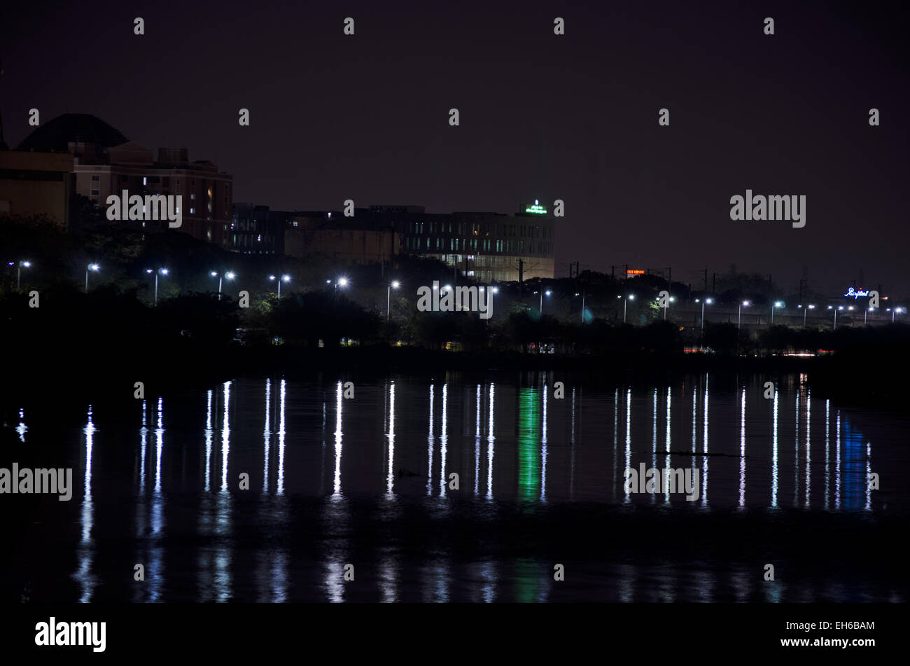 A view of Chennai city from Napier bridge with reflections in Coovum river Stock Photo