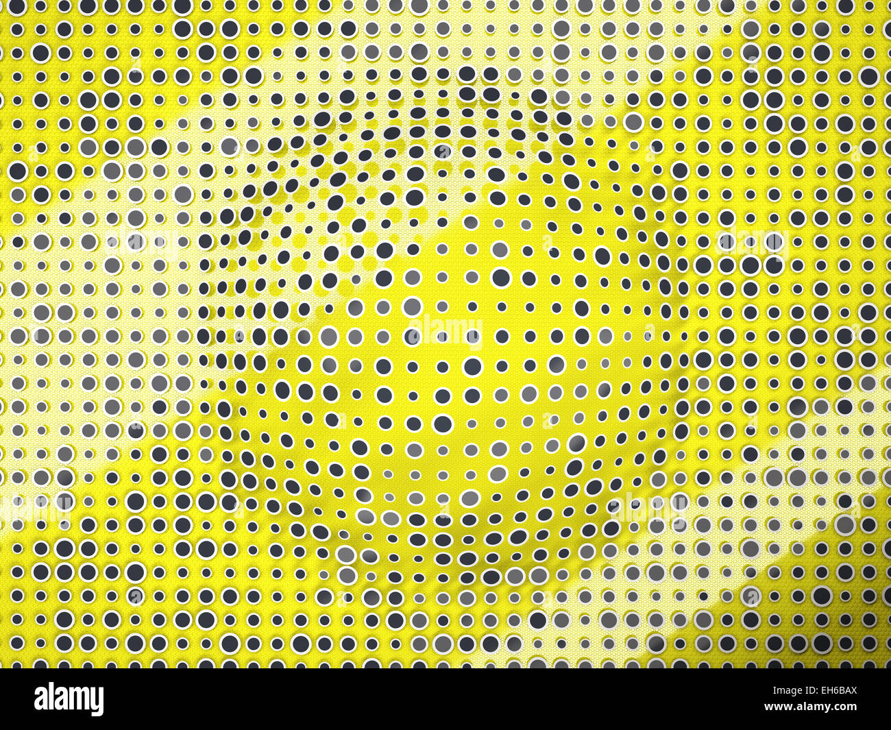 Polka dots pattern with black circles and bump on yellow. Creative background Stock Photo