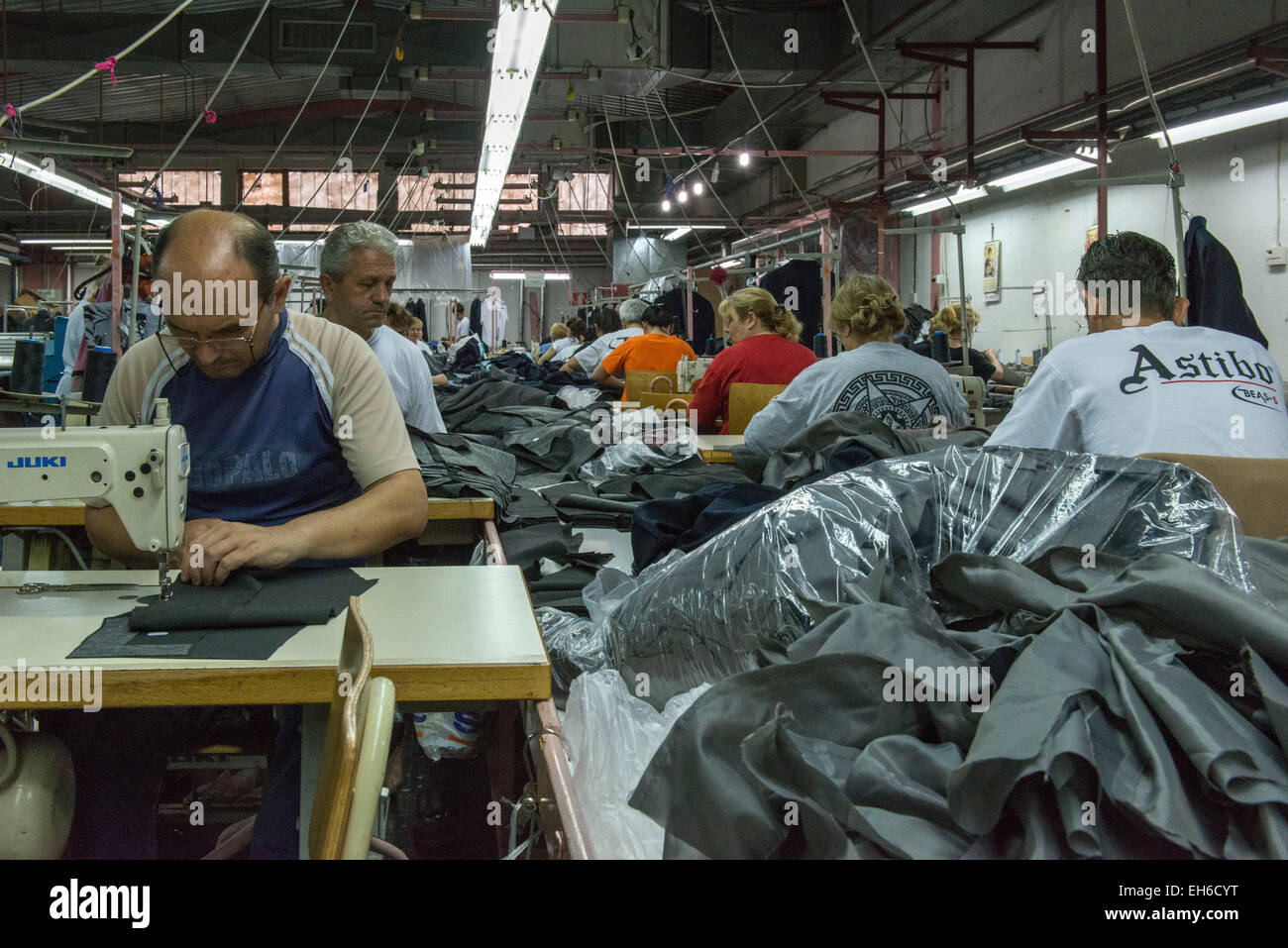 Workers Sewing, Astibo Garment Factory, Štip Stock Photo