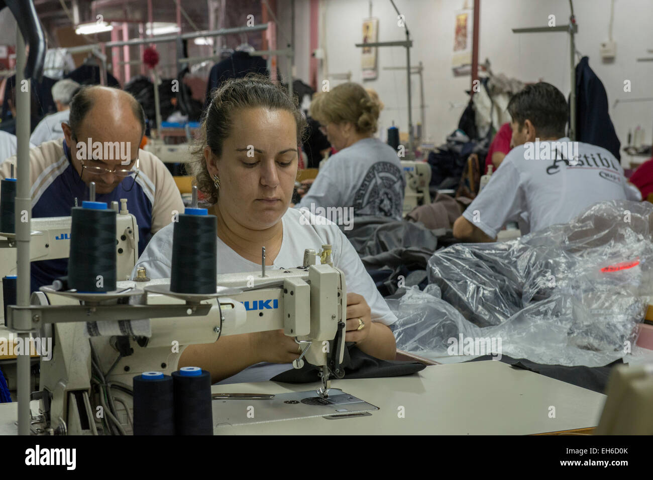 Female Worker Sewing, Astibo Garment Factory, Štip Stock Photo