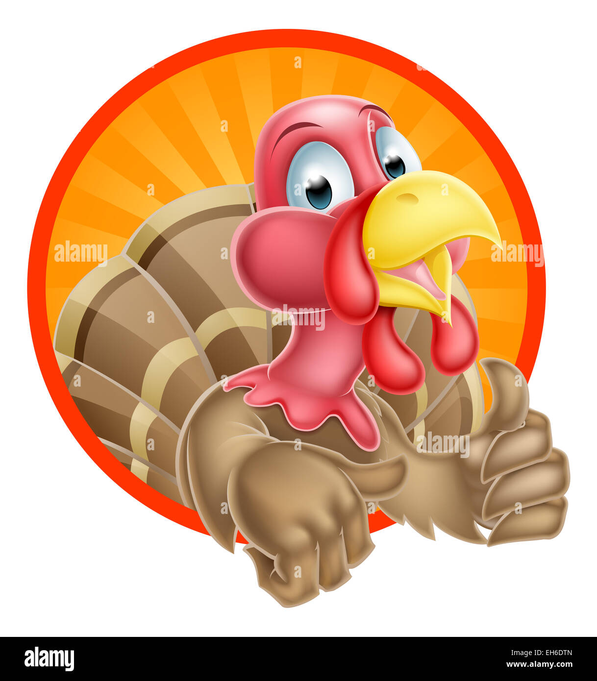 Cartoon turkey mascot character giving a thumbs up Stock Photo
