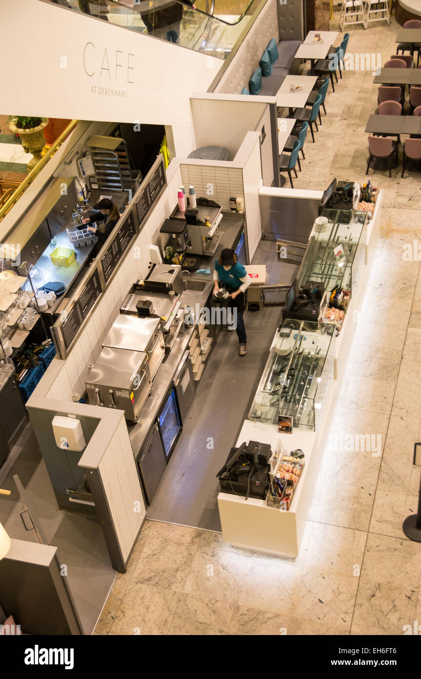 An aerial view of a coffee shop closing for the evening in the Trafford