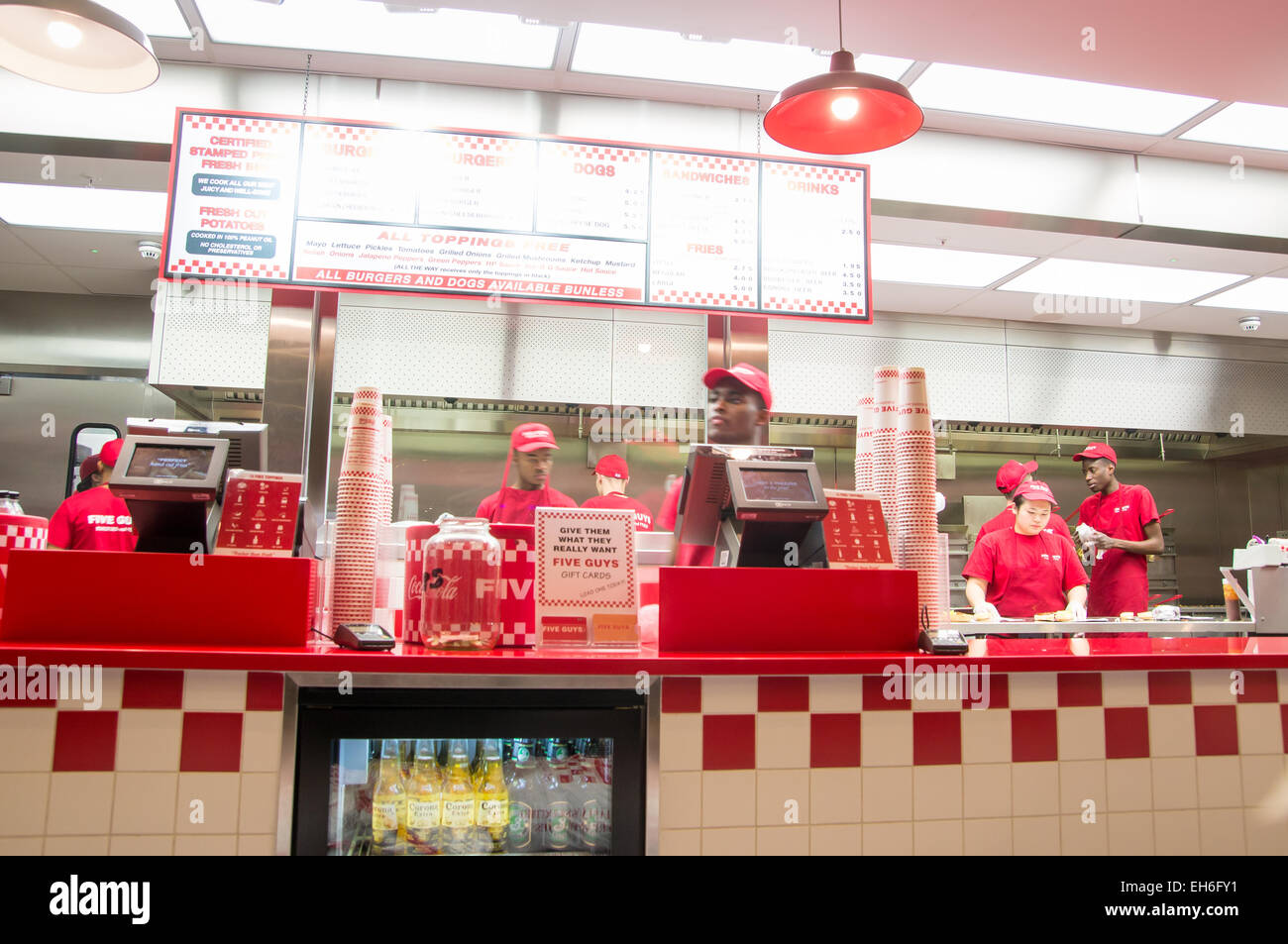 Five Guys Burger Restaurant, Intu Trafford Centre, Manchester Stock