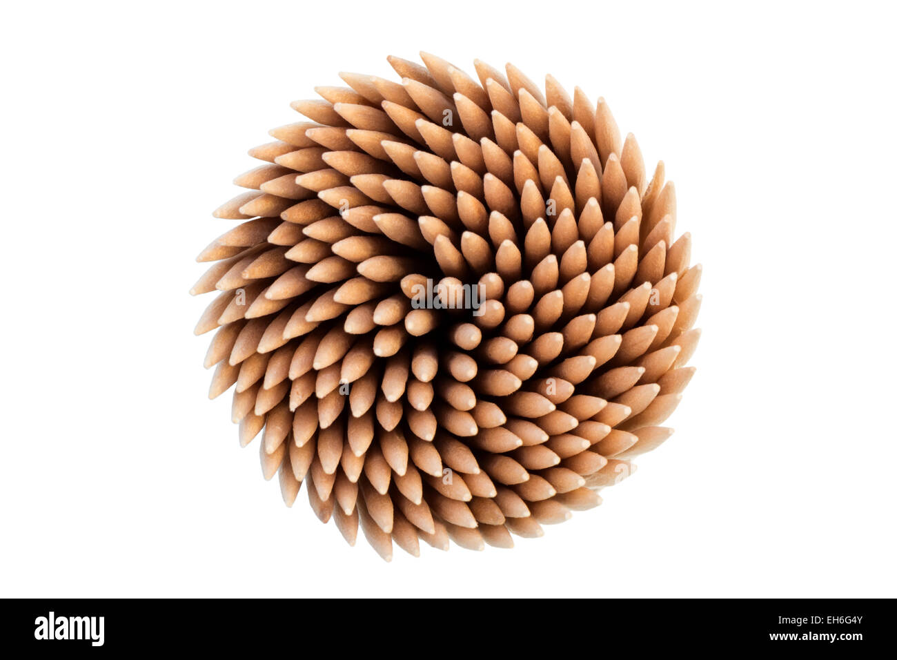 Stack of wooden toothpicks or cocktail sticks viewed from above ...