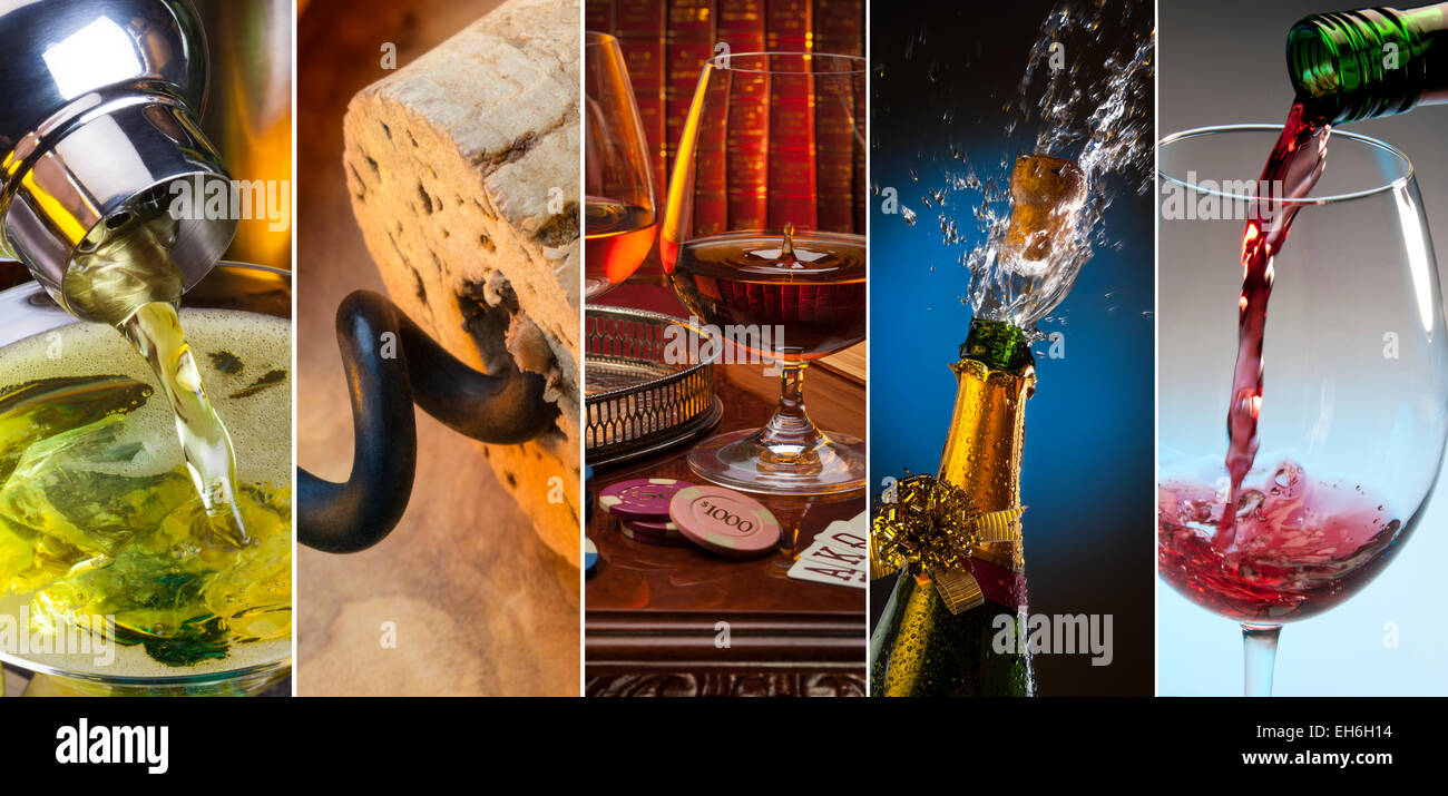 Alcoholic Drinks martini, wine, brandy, champagne Stock Photo Alamy