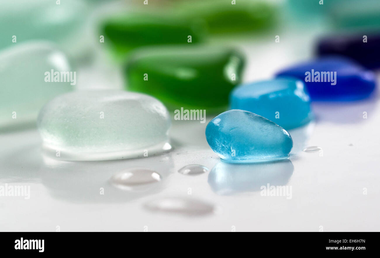 Sea glass found on the beaches of Half Moon Bay, California Stock Photo