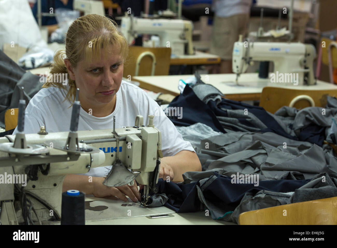 Female Worker Sewing, Astibo Garment Factory, Štip Stock Photo