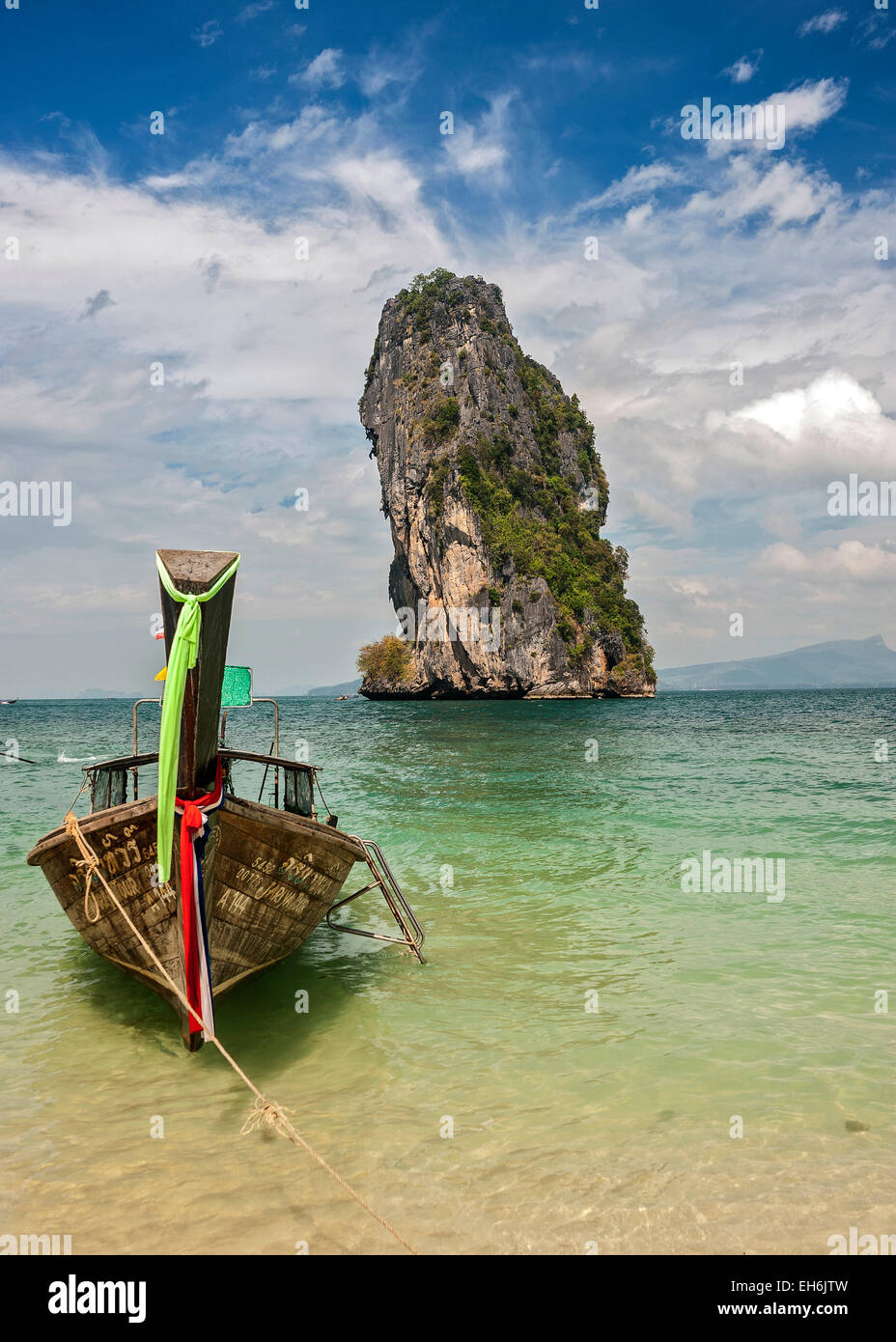 Thailand, Krabi province . The islands in the Andaman Sea . Boat locals Long Tail. Stock Photo