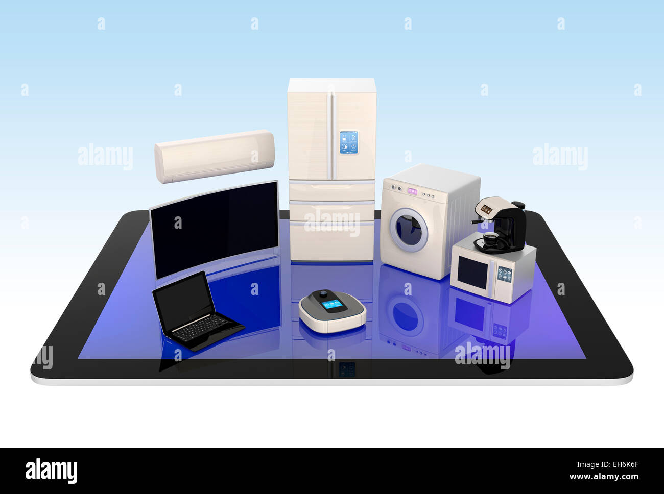 Home appliances on a tablet PC for IOT concept Stock Photo Alamy