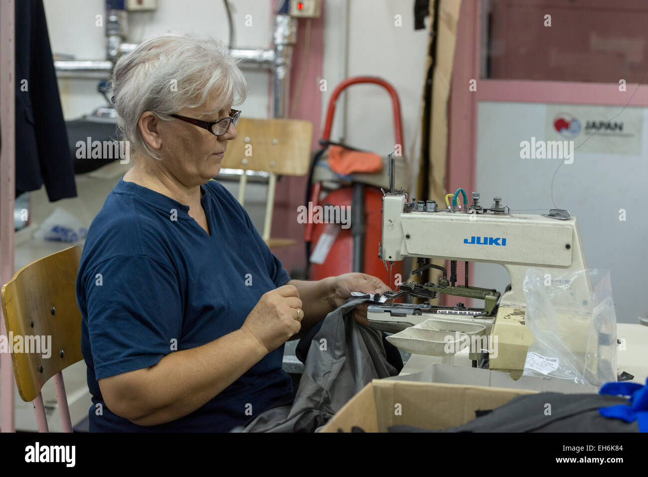 Female Worker Sewing, Astibo Garment Factory, Štip Stock Photo