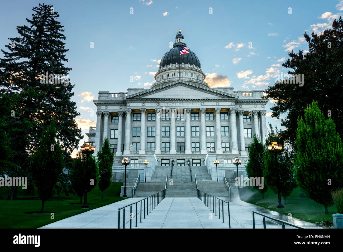 Unique view of the Utah state capital building Stock Photo