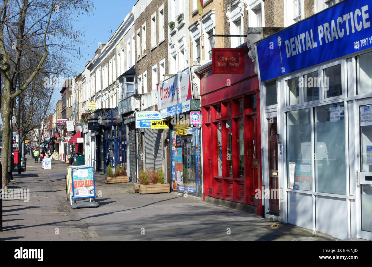 Caledonian Road in North London has one of the highest proportions of independent shops of any high street Stock Photo