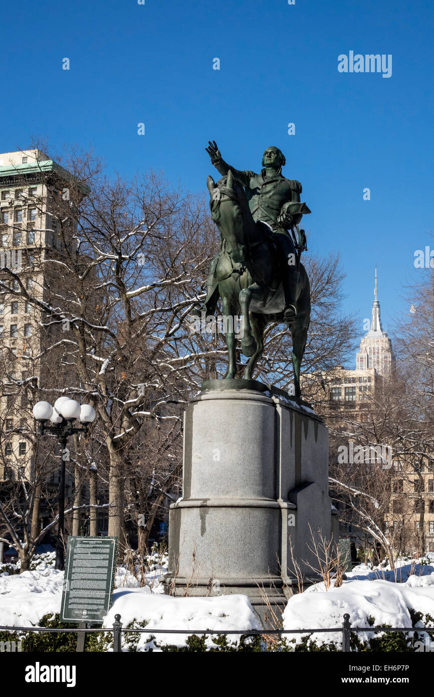 Washington equestrian statue in Union Square in New York City