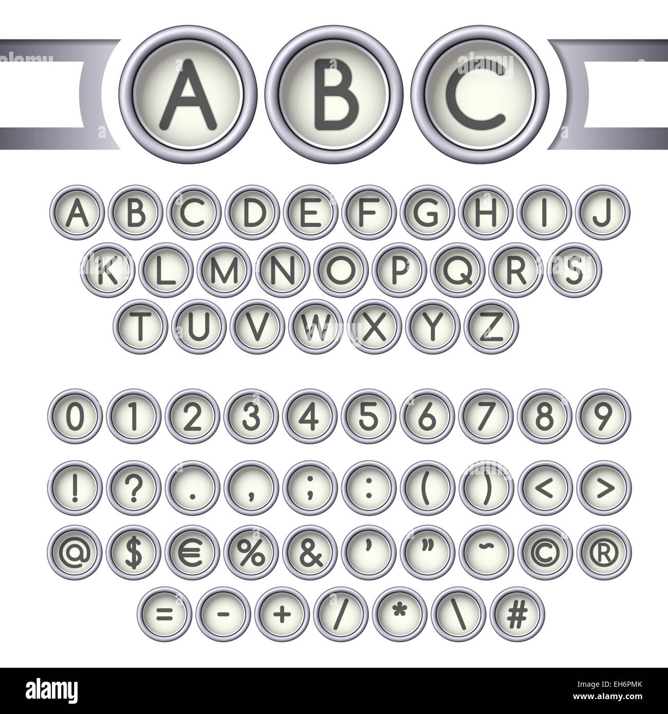 Typewriter buttons alphabet Stock Photo - Alamy