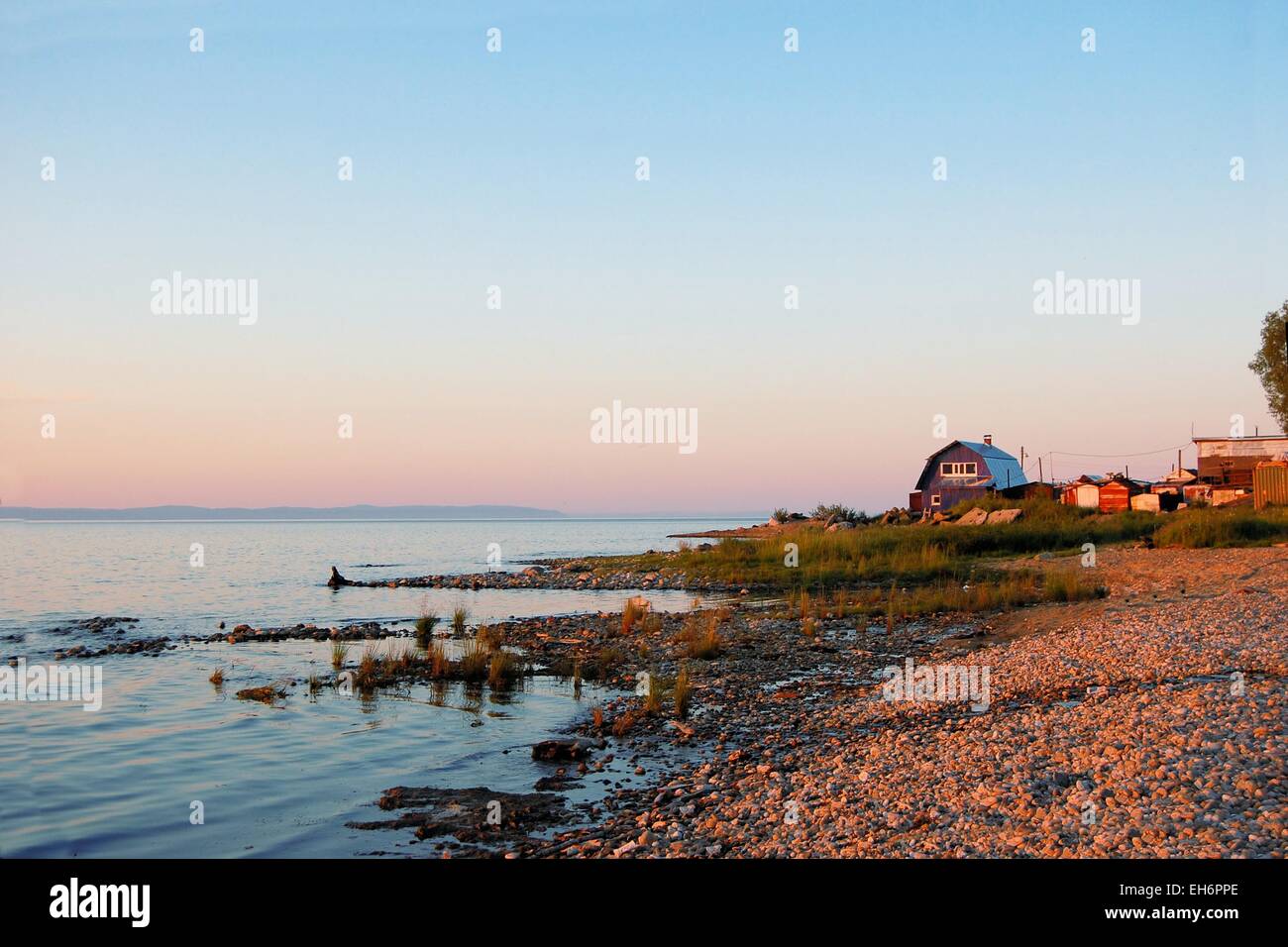 House in a village at Lake Baikal, Siberia, Russia Stock Photo