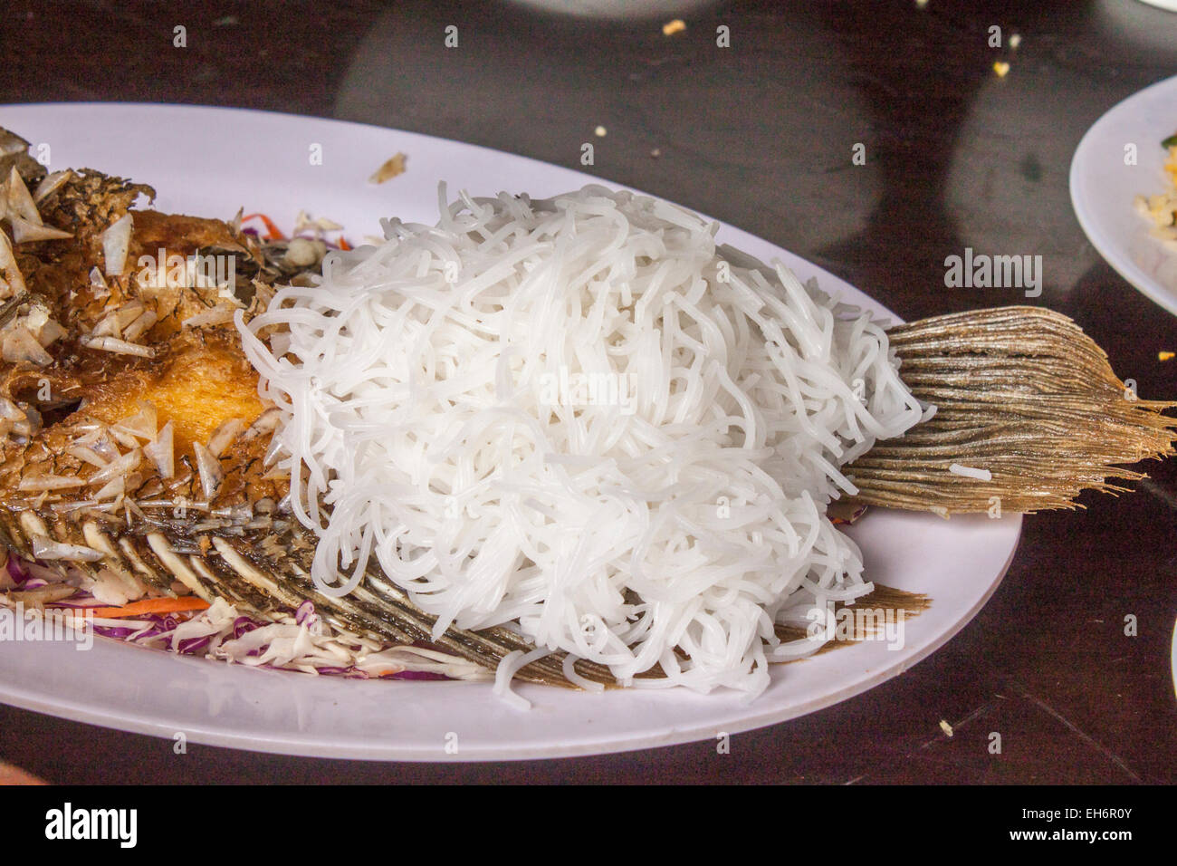 A Vietnamese dish with fish and rice noodles Stock Photo Alamy