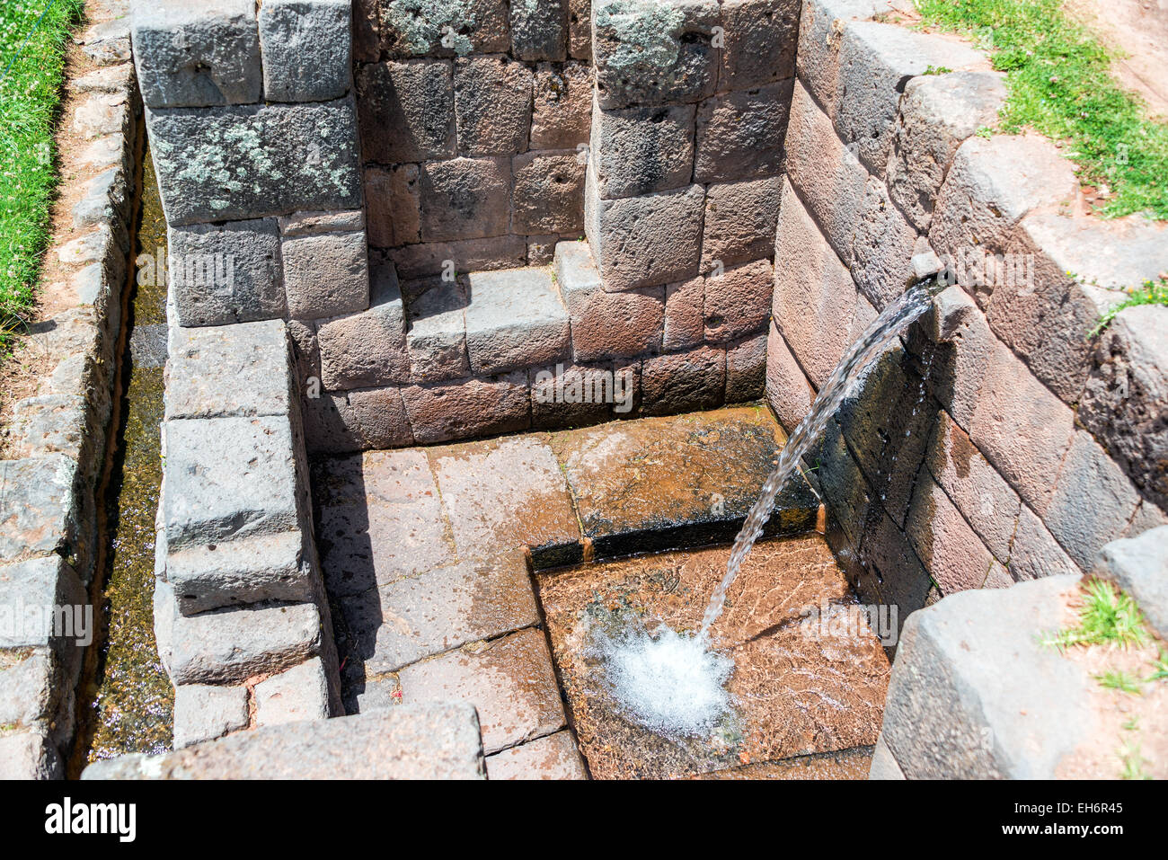 Still functioning canal at the Incan ruins of Tipon near Cusco, Peru ...