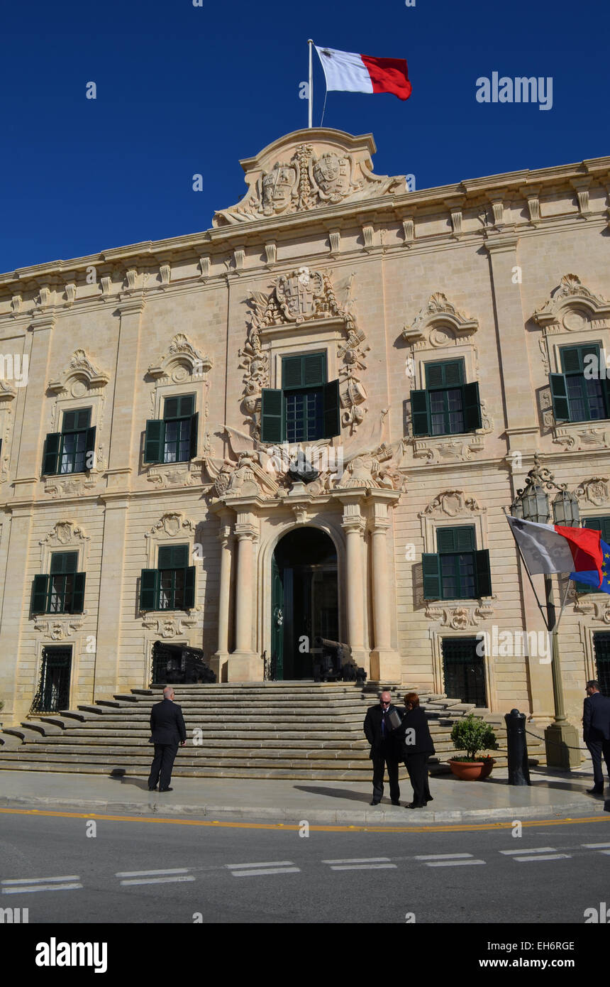 Malta, The Auberge de Castille et Leon.The residence of the Prime Minister of Malta. The 18th C. Baroque structure originally de Stock Photo