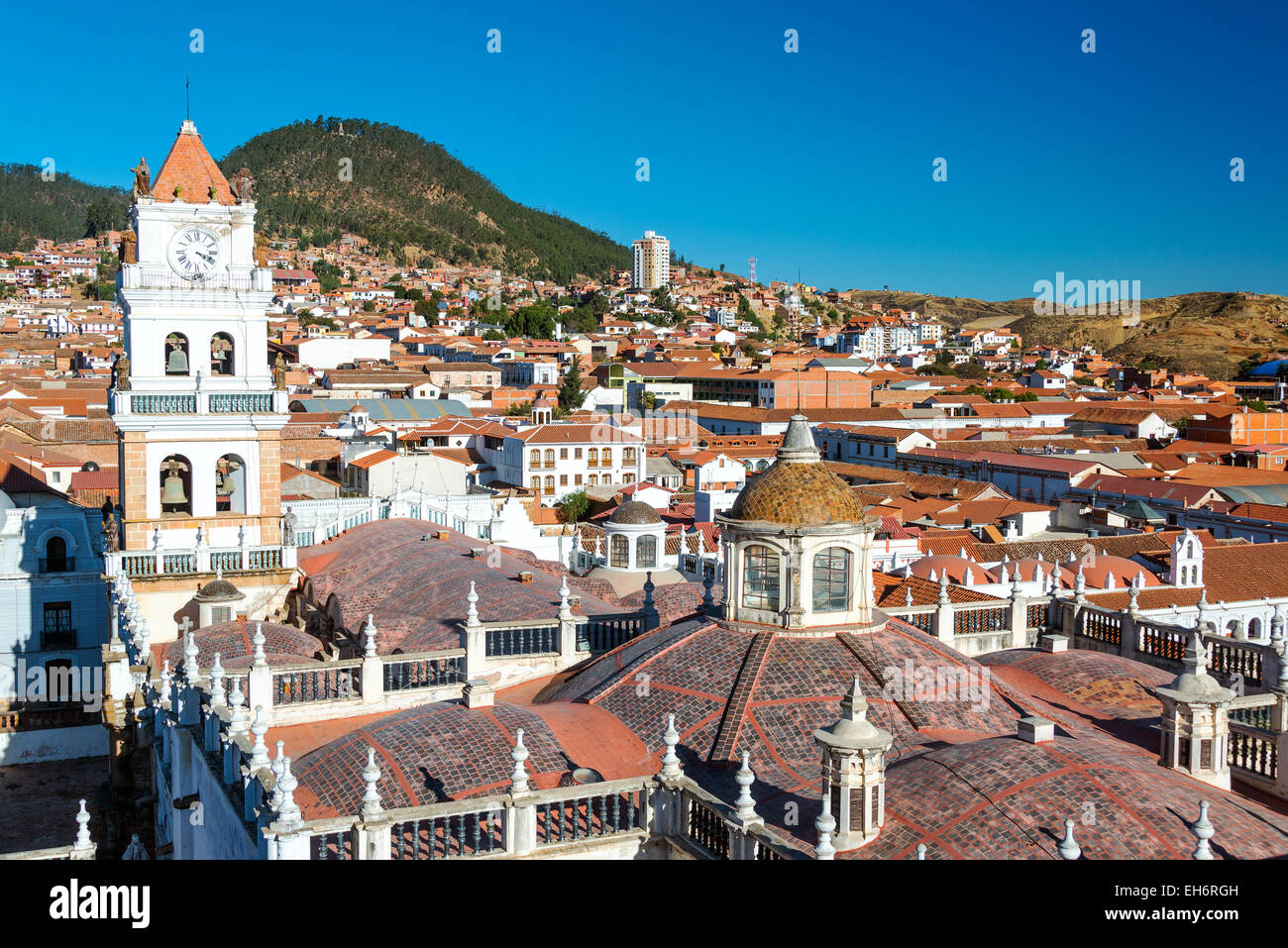 View of Sucre, Bolivia known as the White City Stock Photo