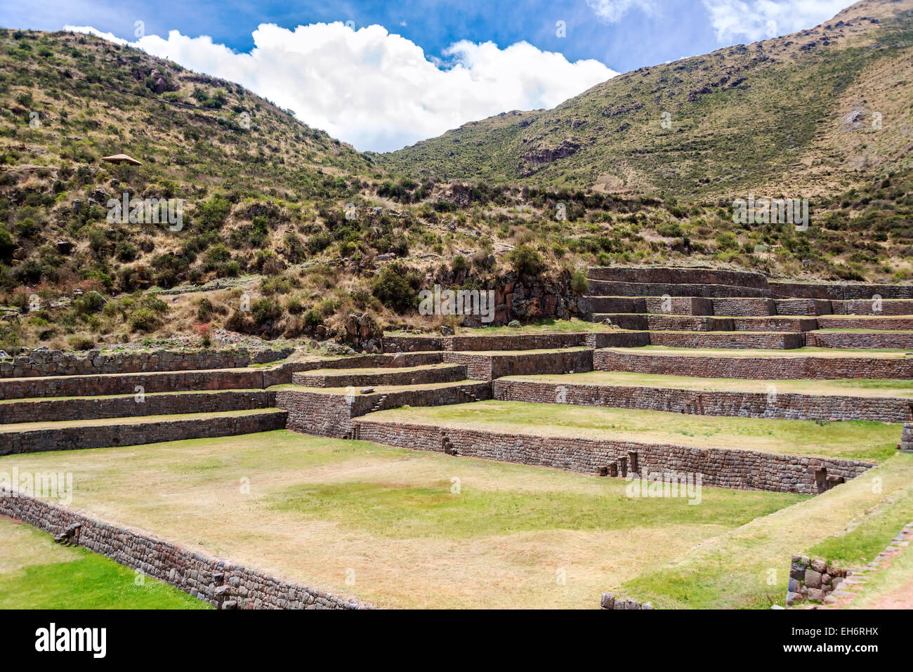 Ancient Incan ruins of Tipon near Cusco, Peru Stock Photo