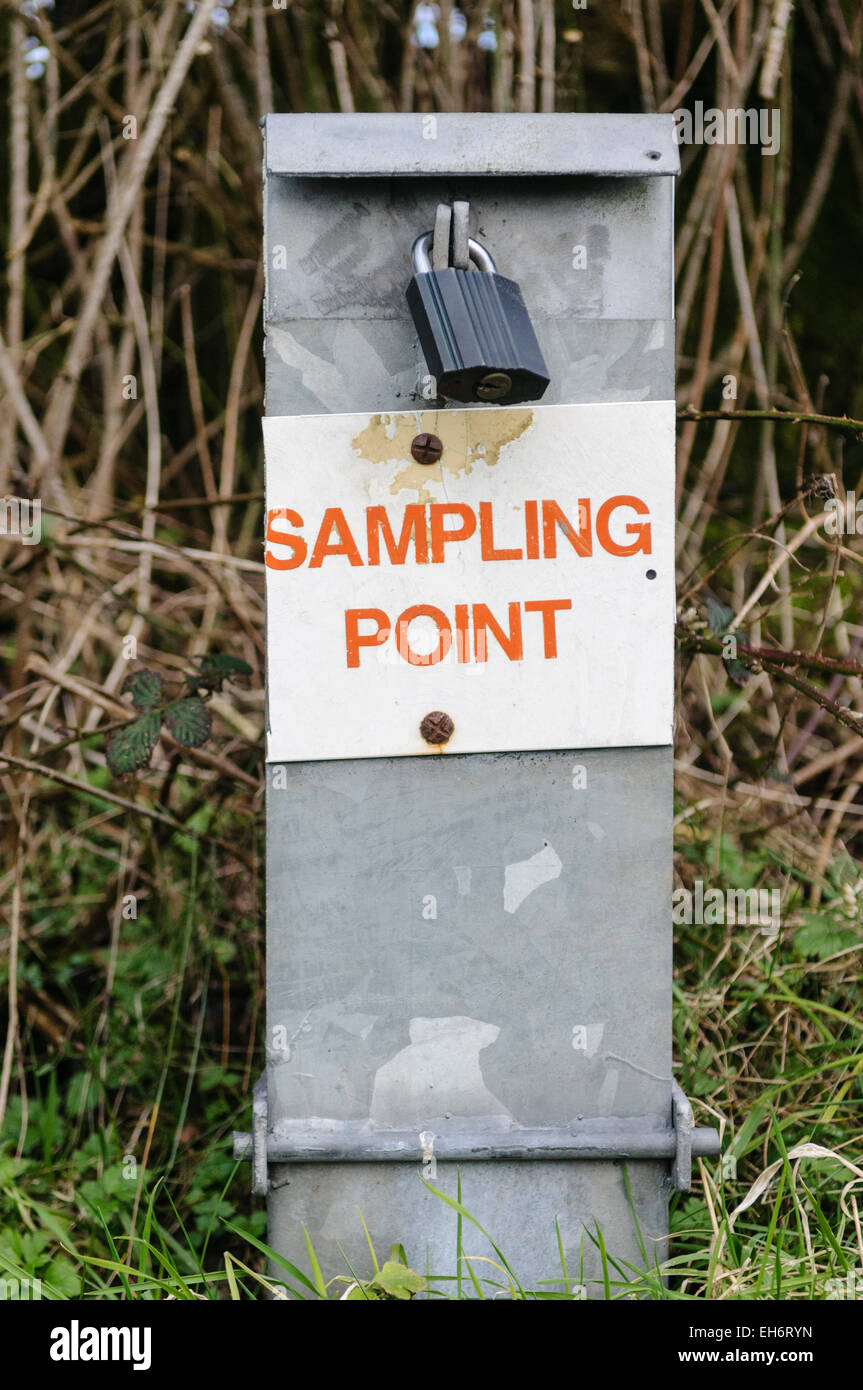 A water quality sampling point, locked with a padlock. Stock Photo