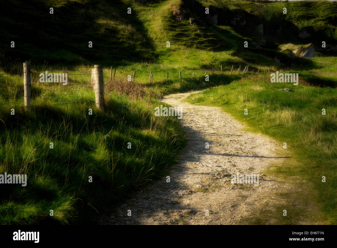 Road at Ballintoy Harbor. Northern Ireland Stock Photo