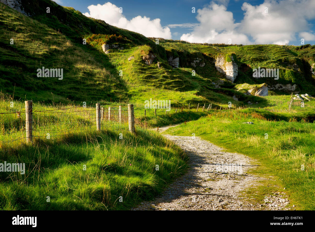 Road at Ballintoy Harbor. Northern Ireland Stock Photo