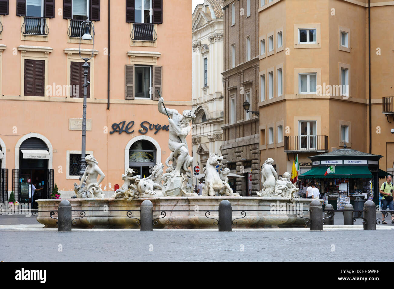 The Neptune water fountain with mythical figures in Rome, Italy. Stock Photo