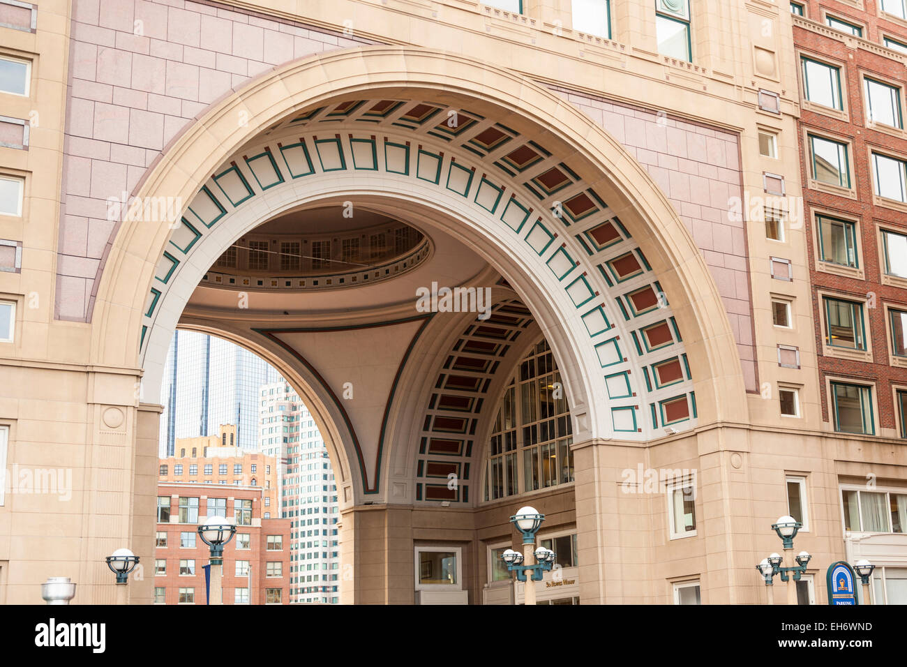 Arch at Rowes Wharf, Boston Harbor Hotel, Atlantic Avenue, Boston, Massachusetts, USA Stock