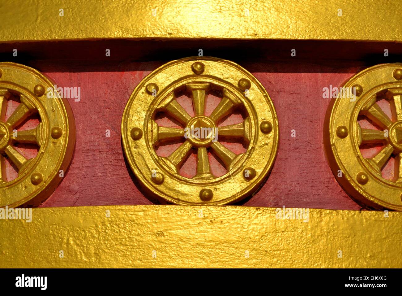 Dharmachakra or dharma wheel the wheel of the law hires stock