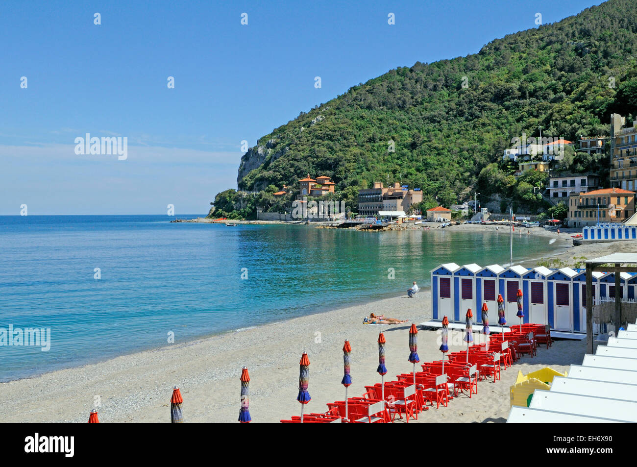 A view on the beach of Capo Noli, Italy Stock Photo - Alamy
