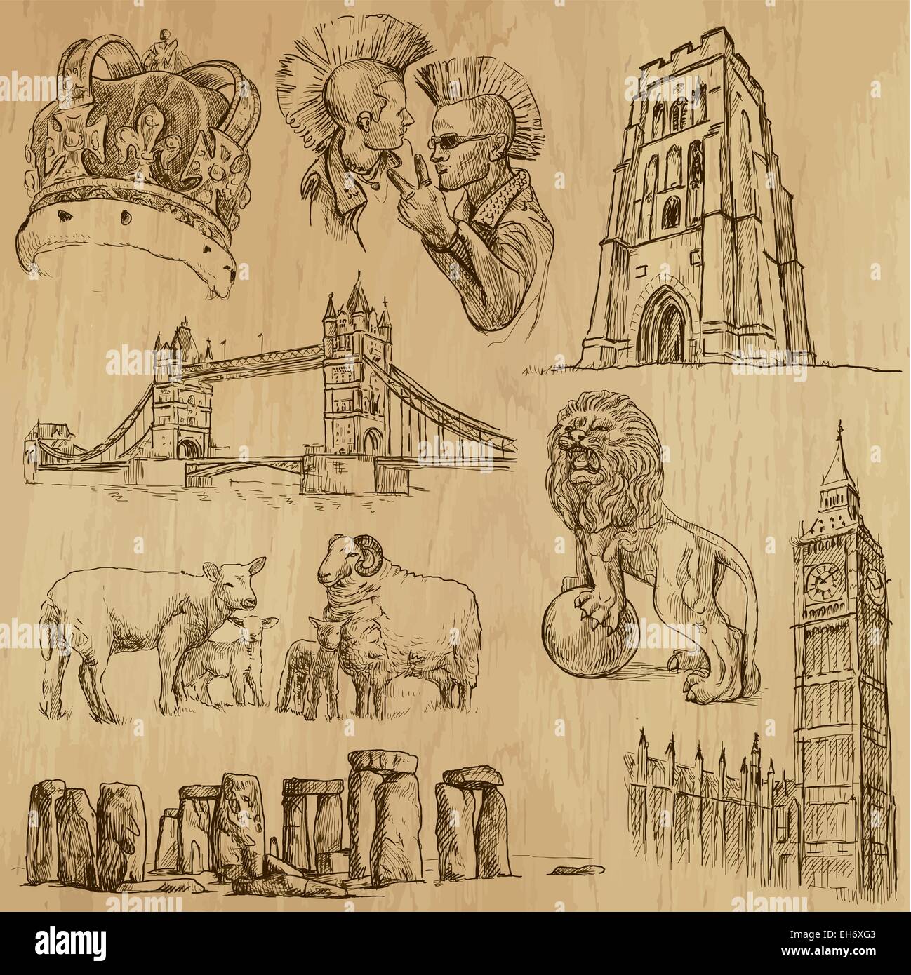 Historical drawing from england Stock Vector Images - Alamy