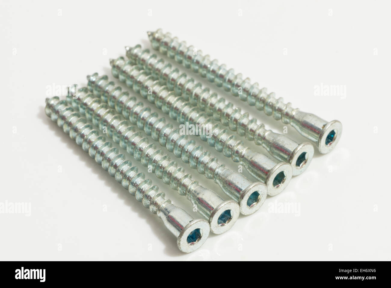 black screws on a white background Stock Photo