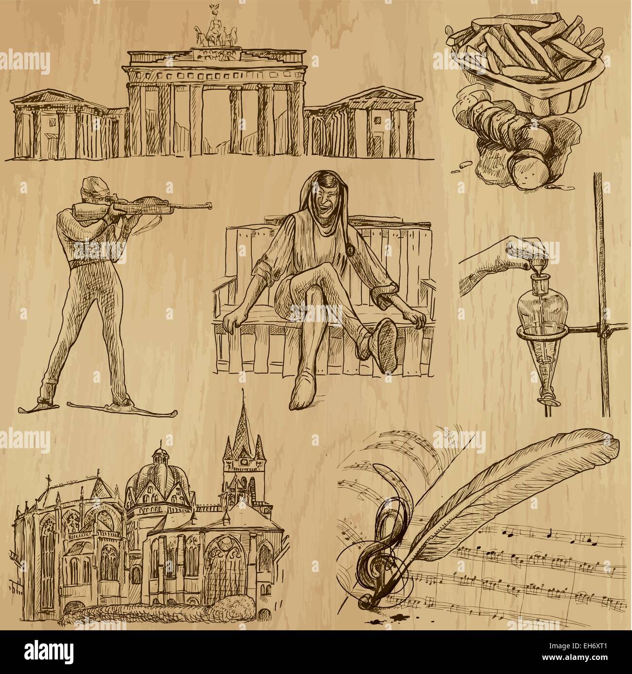 From the traveling series: GERMANY - Collection of an hand drawn ...