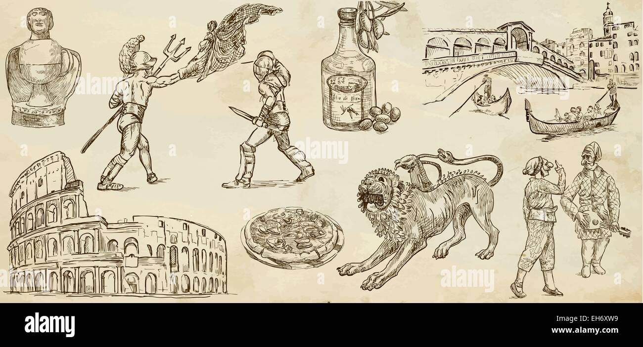 Sequential Drawings Rome From the traveling series: ITALY - Collection of an hand drawn ...