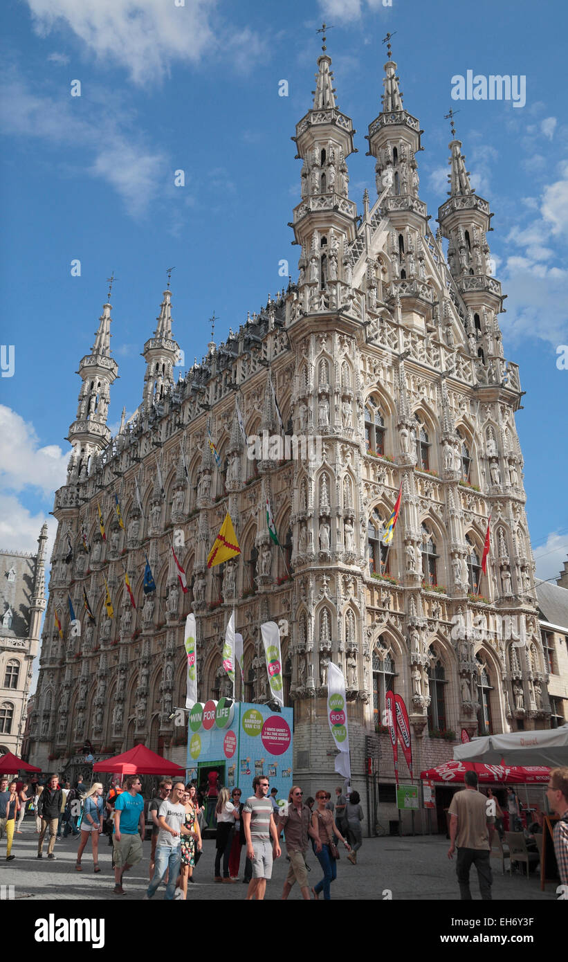 The incredibly detailed Stadhuis (town hall) in Leuven, Flemish Brabant, Belgium. Stock Photo