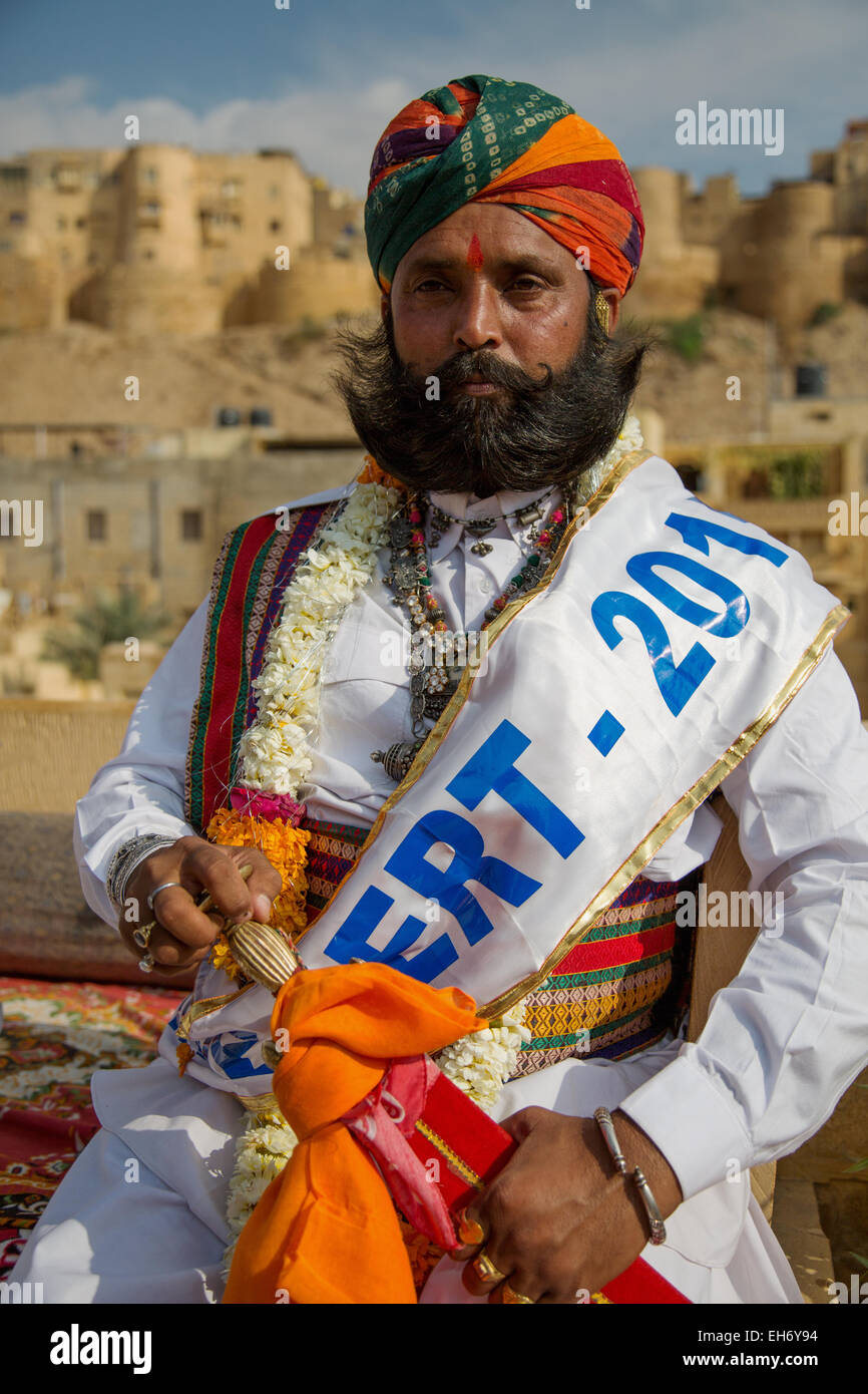 Mr Desert 2015 Desert Festival Jaisalmer Rajasthan India Stock Photo