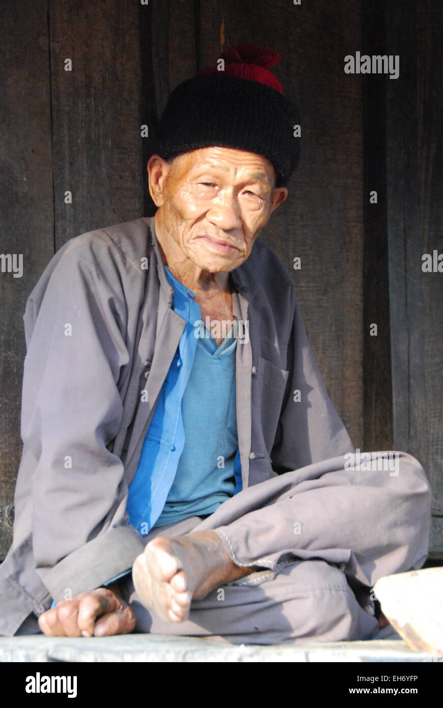 Old Man, Palaung Village Stock Photo