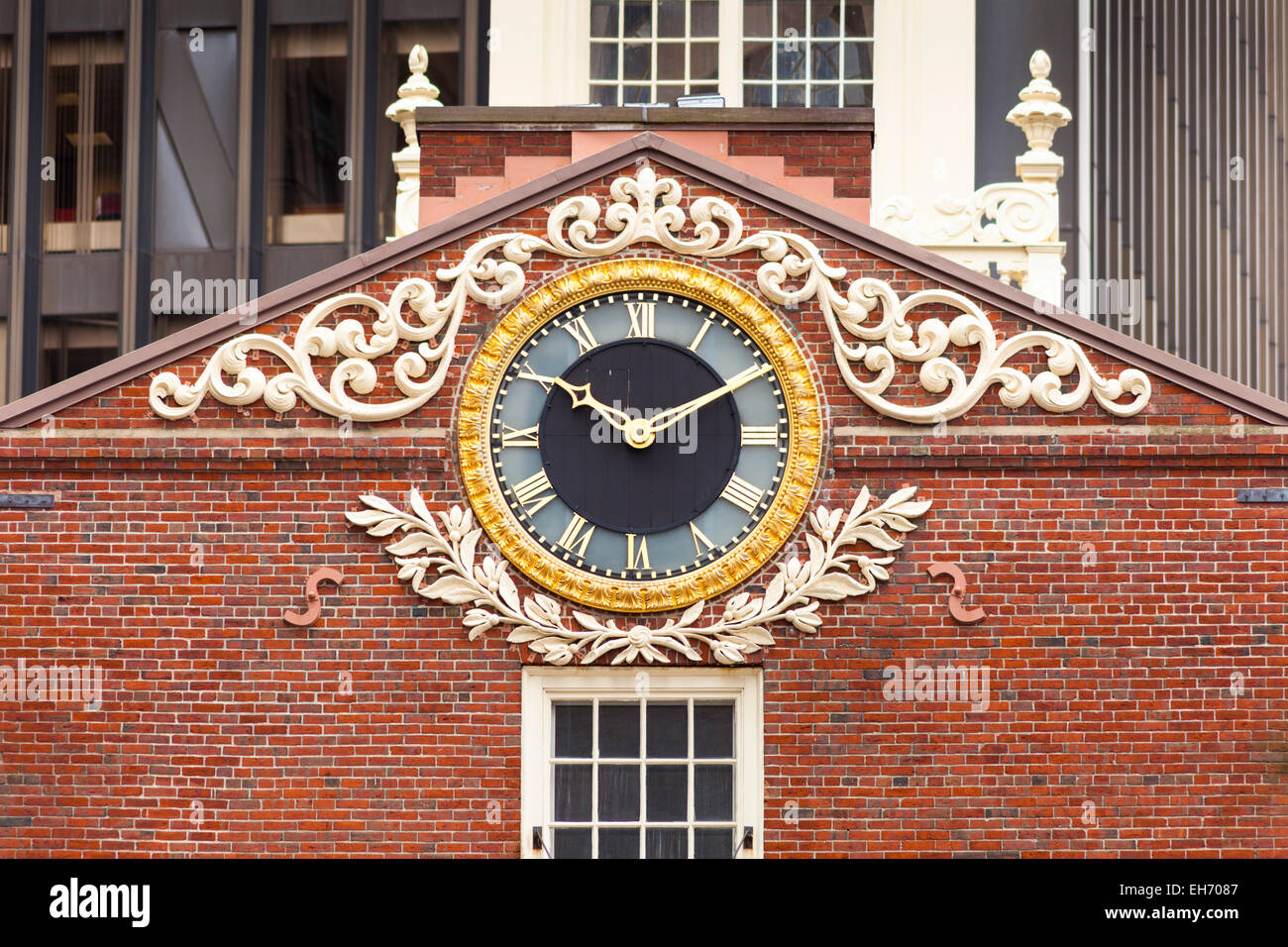 Clock on east facade of Old State House, State Street, Boston, Massachusetts, USA Stock Photo