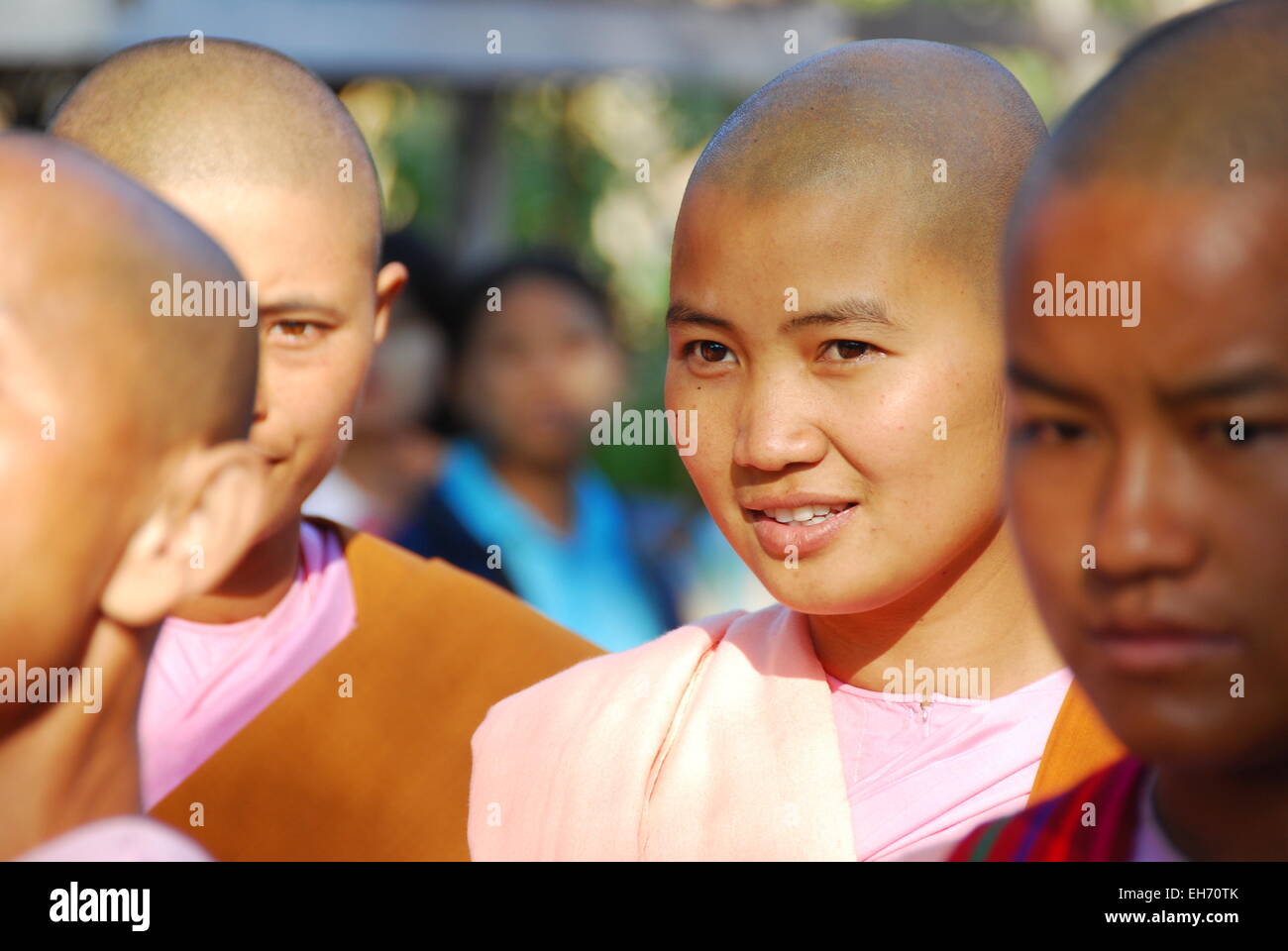 nun at Ananda Temple, Bagan Stock Photo