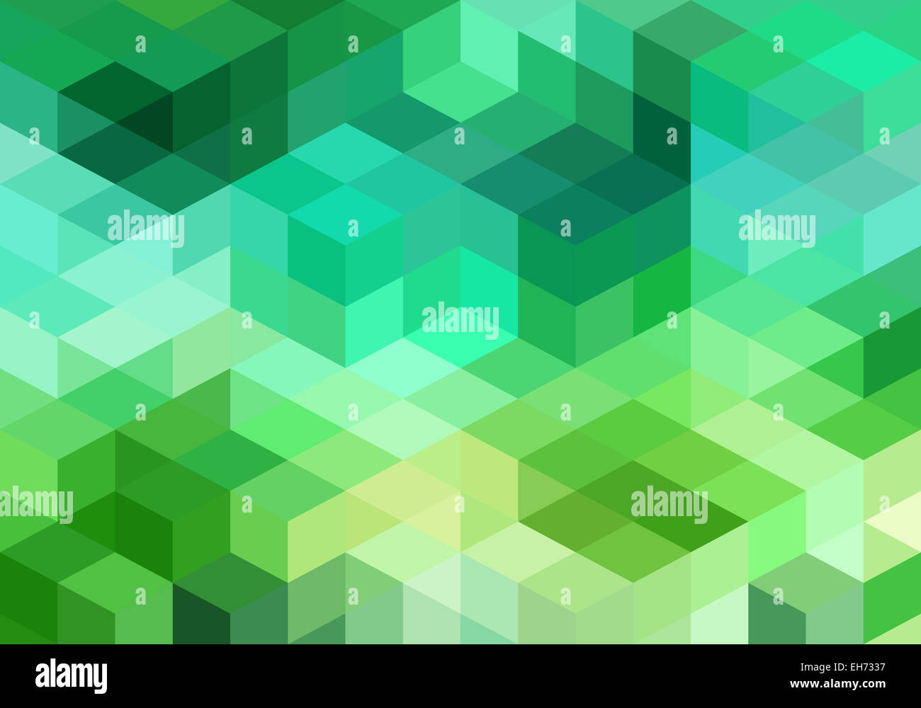abstract green blue geometric vector background, cube pattern Stock Photo