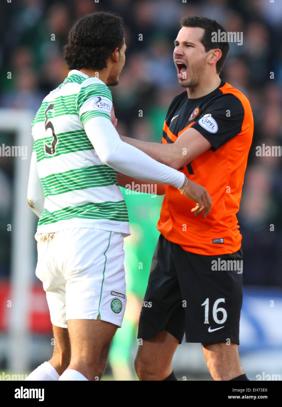 Dundee, Scotland. 08th Mar, 2015. William Hill Scottish Cup. Dundee United versus Celtic. Ryan McGowan and Virgil van Dijk square up .The game finished 1-1 and will be replayed. Credit:  Action Plus Sports/Alamy Live News Stock Photo