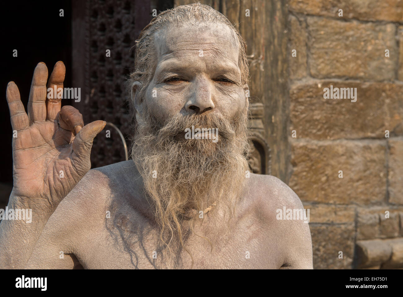 Naga Sadhu With Body Covered in ashes, Pashupatinath Temple, Kathmandu