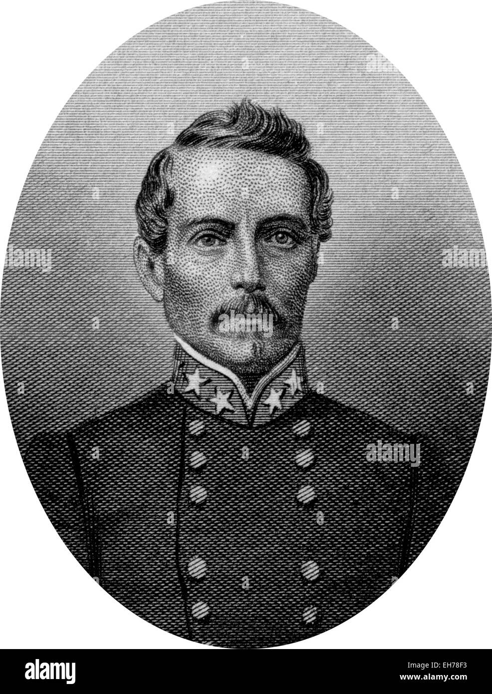 Engraving of Confederate  Lieutenant General Pierre Gustave Toutant Beauregard (May 28, 1818 – February 20, 1893), a Louisiana-b Stock Photo