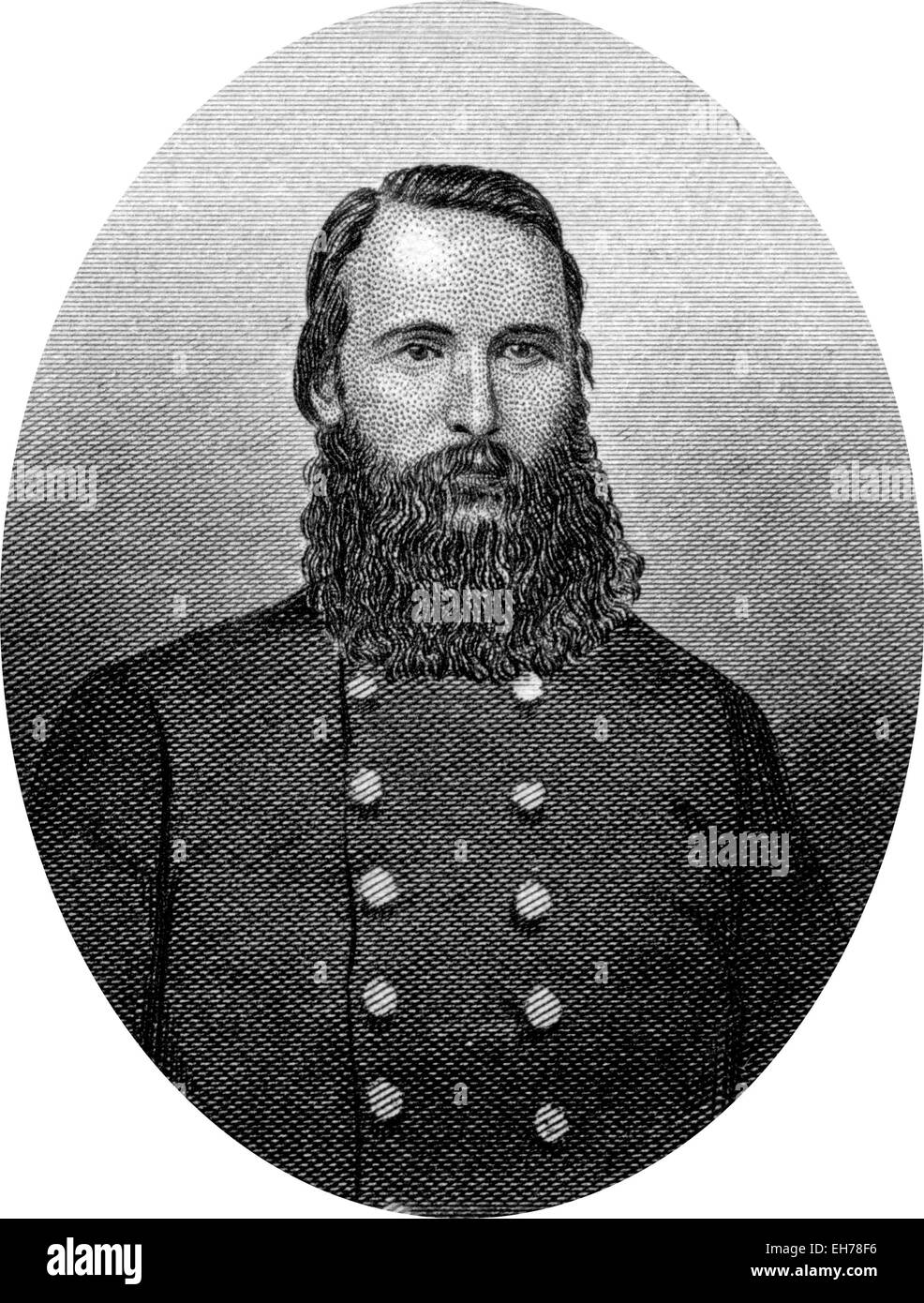 Engraving of Confederate Lieutenant General James Longstreet (January 8, 1821 – January 2, 1904), one of the foremost Confederat Stock Photo