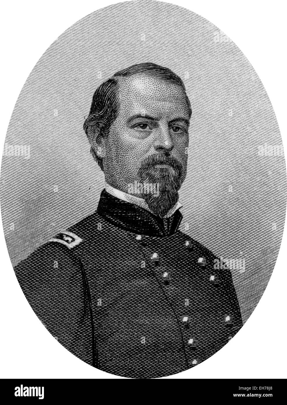 Engraving of Union Major General Irwin McDowell. Original engraving by John Buttre, circa 1866. Stock Photo