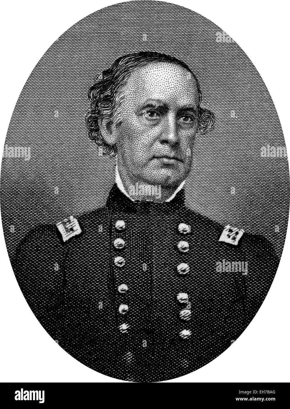 Engraving of Union Major General Samuel Ryan Curtis Stock Photo