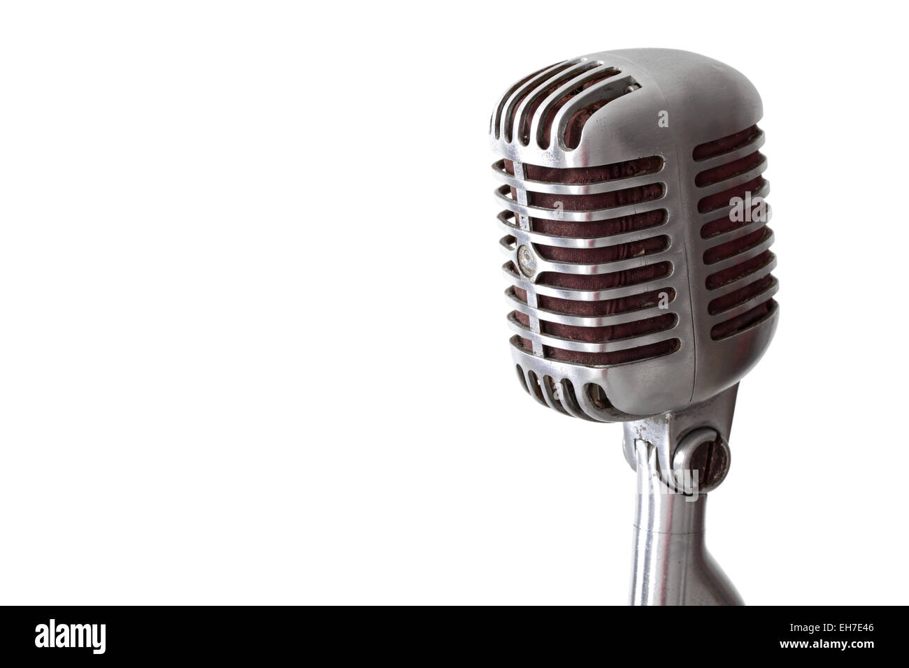 vintage microphone isolated on white with copy space for your design Stock Photo