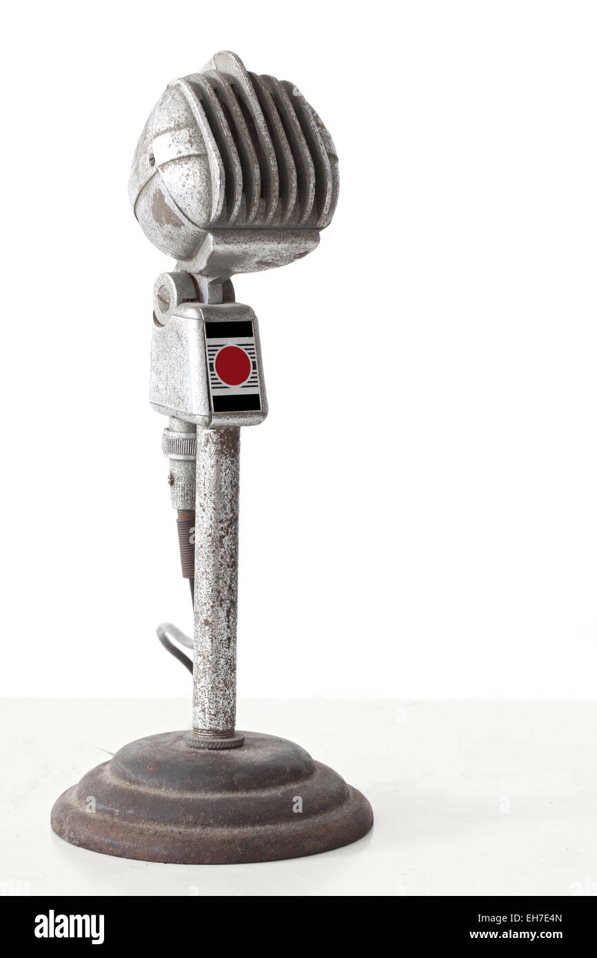 vintage microphone on white background Stock Photo