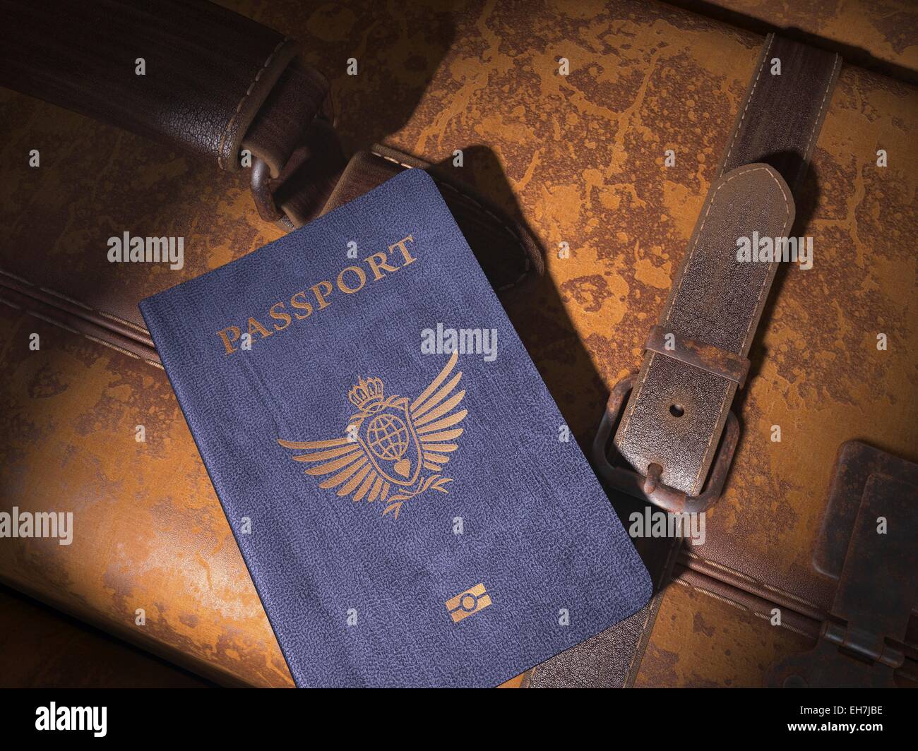 Passport and suitcase, illustration Stock Photo - Alamy